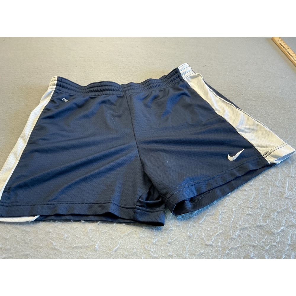 Nike Dri-FIT Mesh Athletic Shorts Navy Blue White Stripe Medium Running Gym
